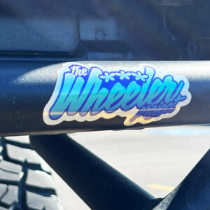 brushed aluminum stickers applied to to rear bumper of truck