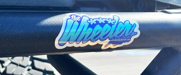 brushed aluminum stickers applied to to rear bumper of truck