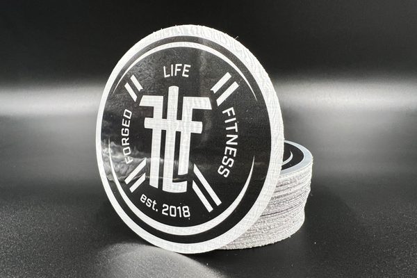 die cut brushed aluminum stickers with glossy finish