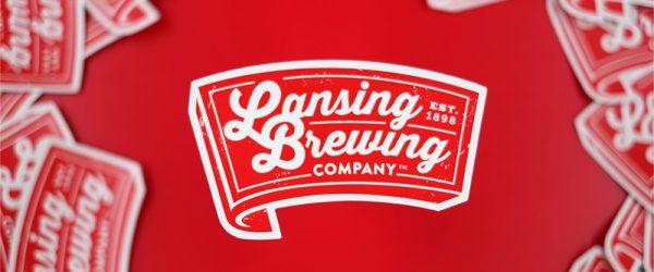 Stack of fast and affordable custom stickers printed for Lansing Brewing Company
