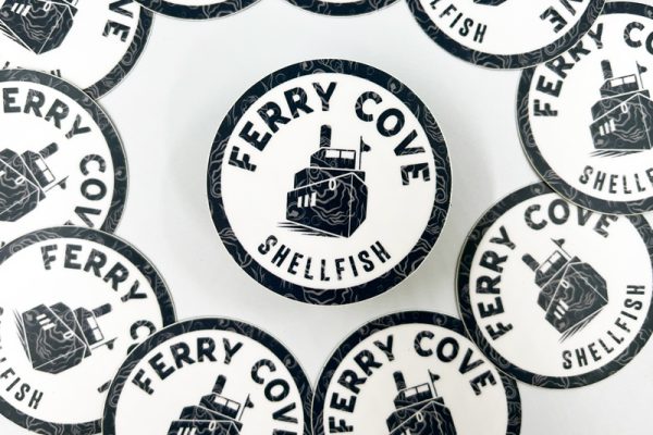 Affordable die-cut stickers for Ferry Cove printed with UV inks for bright, long-lasting color