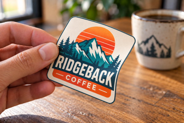 Hand gently bending a thin, flexible full color custom magnet with a matte finish